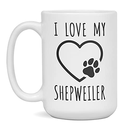 I Love My Shepweiler Coffee Mug Gift for Shepweiler Owner, 15-Ounce White