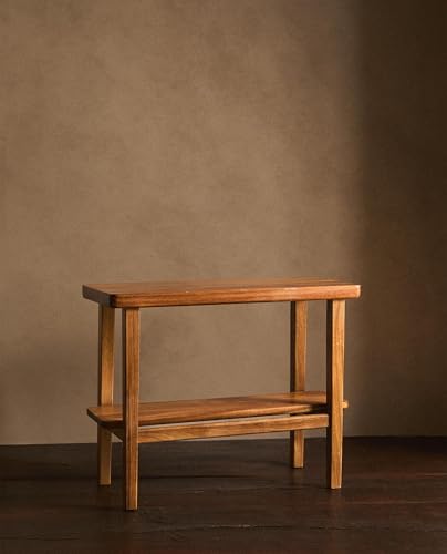 Image of Solid Sheesham Wood SideTable for Living Room | Wooden EndTable with Shelf for Bedroom & Balcony | Natural Honey Finish Bedside Table (16.9 inch H x 21.7 inch L x 9.8 inch W)