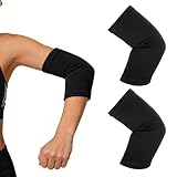 Ajcotahm Elbow Compression Sleeve, Black Elbow Brace for Women Men Nylon Arm Support Sleeves for Tennis Golfers Sports Protection