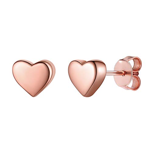 Preisvergleich Produktbild Silvora 925er Sterlingsilber Herzförmige Ohrringe, Kleine und Süße Silber Ohrstecker, Herzförmige Sterling Silber Ohrstecker für Damen / Frauen / Mädchen