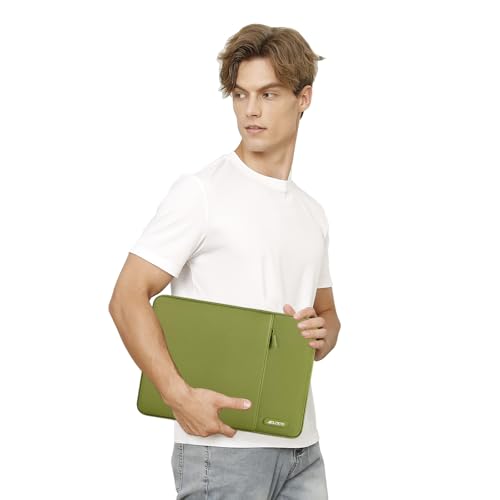 Image of MOSISO Laptop Case 13 inch, 13 inch Laptop Sleeve Compatible with MacBook Air M4 M3 M2 M1 2025-2018 / Pro M2 M1 2025-2016, Polyester Vertical Computer Sleeve Bag with Pocket, Chartreuse