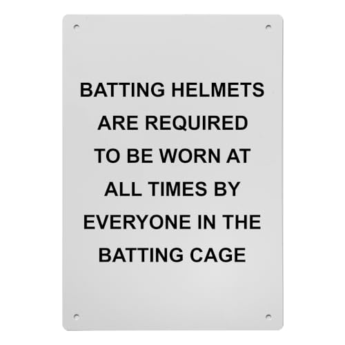 Batting Helmets Are Required To Be Sign, 8.5 x 11