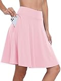 ANRABESS Knee Length Skorts Skirts for Women 2026 Summer High Waisted Golf Tennis Skirt Casual Travel Built-in Shorts Clothes Pink XX-Large