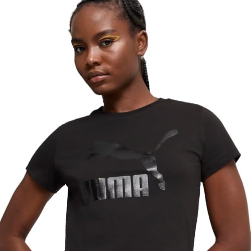 PUMA Kadın CLASSICS Shiny Logo Tee-PUMA Black Tees L - Görsel 2
