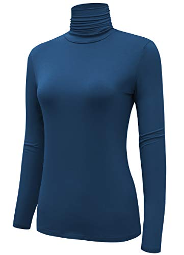 Image of AUHEGN Women's Long Sleeve Lightweight Turtleneck Top Slim Fit Pullover T-Shirt (S-XXL)