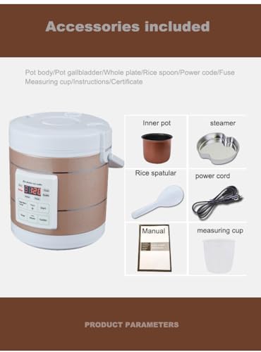 Image of 1.6L Rice Cooker 12V-24V Electric Lunch Box Manufacturer Multicooker Small Rice Stove for Car Truck RV Travel Camping Gold (1601)