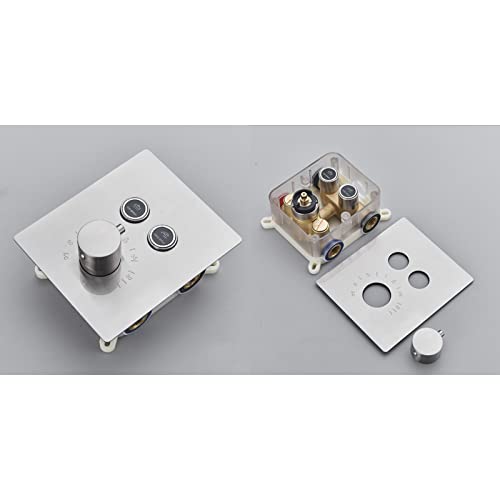 Ensemble de mitigeur de douche thermostatique LED encastrable en laiton brossé