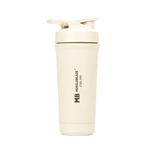 MuscleBlaze Stainless Steel Gym Shaker, 700ml, Beige - Image 2