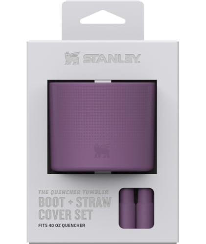 Image of Stanley Quencher Boot and Straw Cover Cap | Anti-Slip Silicone Protector for 40 oz Tumbler with Handle | Accessory Set for Stainless Steel Drinking Cup | BPA-Free | Dark Lilac
