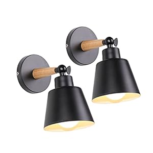TOKIUS 2 Packs Appliques Murales Vintages Industrielles Plafonniers Luminaires E27 en Métal Réglable Lampe Murale Interieur Rétro pour Chambre Cuisine Restaurant (pas d’interrupteur, Noir)