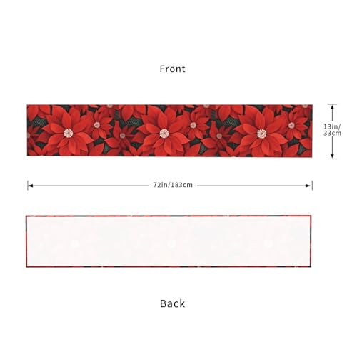 Chemin de table Poinsettia imitation lin de noël 33x183 cm