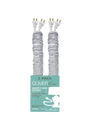 Image of Gray COVEREase Cord Cover 9 ft Faux Silk Fabric Lamp Cord Cover - Cable Sleeve, Wire Cover, Cord Hider for Cable Management for Electrical Lighting Fixtures (2 Pack)