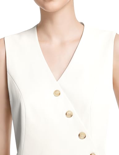 Vest for Women Sleeveless V Neck Button Up Asymmetrical Hem Work Office Business Blazer Suit Vest Waistcoat2