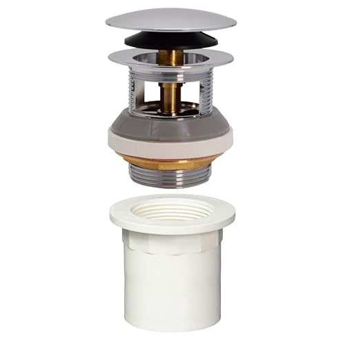 Westbrass D98LTBPA-26 Integrated Overflow Drain 1-1/2 in. NPSM Coarse Thread Tip-Toe Mechanism with PVC Adapter, Polished Chrome