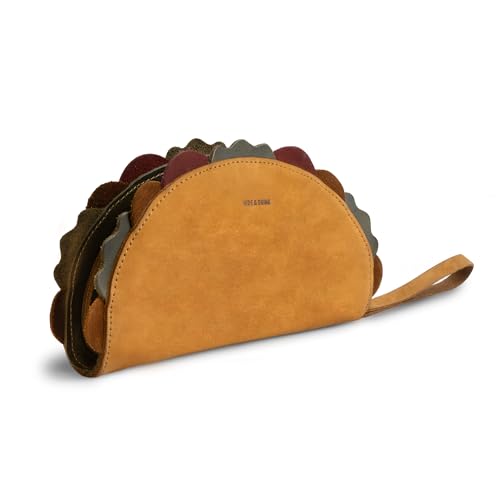 Hide & Drink, Multipurpose Taco Shape Wallet, Make Up Organizer, Cash Holder, Earphones Case, Money Organizer, Full Grain Leather, Handmade Travel Accessories, Old Tobacco