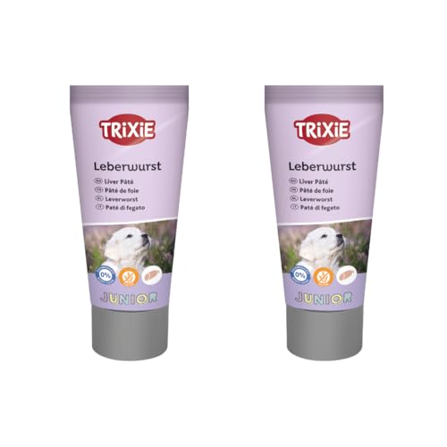 Trixie JUNIOR Leberwurst für Hundewelpen | Doppelpack | 2 x 75 g | Schmackhafter Snack für Junge Hunde | Mit reduziertem Salz- und Gewürzgehalt | Mit Grünlippmuschel