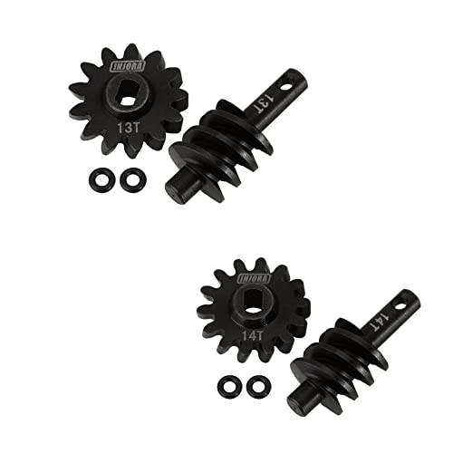 INJORA Axle Gear Overdrive Worm Differential 13T 14T Steel Gear Upgrade Parts for AX24 Axial SCX...