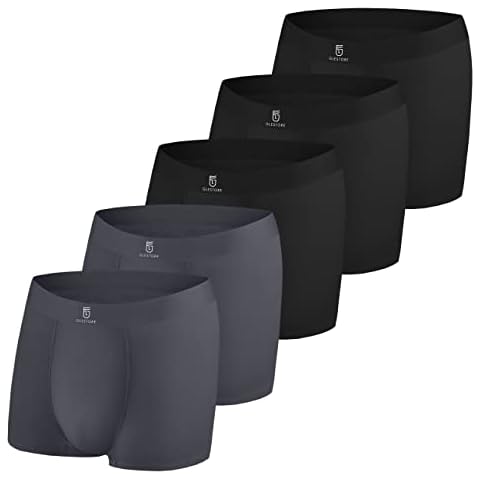 GLESTORE Herren Boxer Boxershort Unterhose 5er Pack Black Herren Unterwäsche Modale 3 Schwarz & 2 Dunkelgrau XL Cover