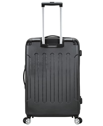 Image of Rockland London Hardside Expandable Spinner Wheel Luggage, Black, Checked-Large 28-Inch