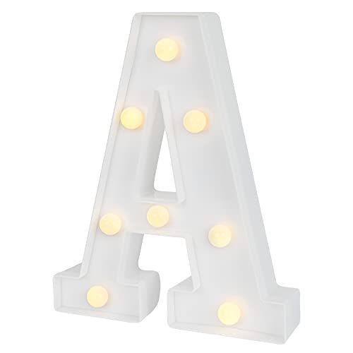 Image of Restaurantware Illumify 6.9 x 1.2 x 8.7 Inch Light Up Letter 1 Durable Marquee LED Light - Letter A Touchproof White Plastic Party Light Keyhole Slot For Parties Weddings Or Special Events
