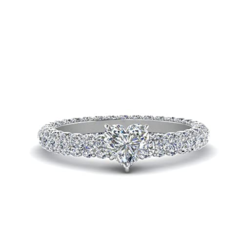 Image of 55Carat Choose Your Gemstone Eternity Ring Sterling Silver Heart Shape Side Stone Engagement Rings Affordable for your Girlfriend, Wife, Wedding Partner US Size 4 TO 12