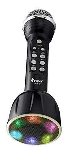 VRJTEC YO-701 Wireless Karaoke Mic| Rechargeable Bluetooth Singing Microphone with Audio Recording| Bluetooth Speaker/Karaoke Mike Feature with USB Charging Cable for All Smartphones (Black)