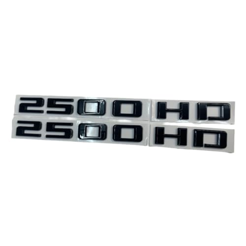 Image of 2X 2500 HD Gloss Black Badge Emblem - Set of 2 Replacement Emblems for Silverado Sierra 2020 to 2026