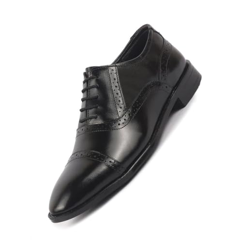 Image of FAUSTO Men Genuine Leather Formal Lace Up Brogue Shoes for Office | Meeting Event Shoes with Comfort
