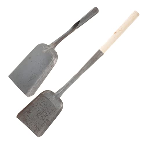 Yardwe 2 Piezas Pala De Hollín Pala De Limpieza De Hogar Pala De Cenizas para Barbacoa Cenicero Parrilla Barbacoa Pala De Acero De Grueso Calibre Planchar Portátil Pala De Excavación