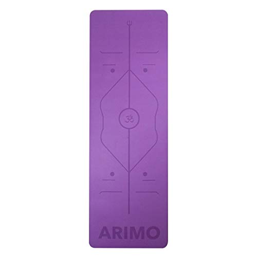 ARIMO Tapete de Yoga Mat PU com Borracha Natural 181 x 61 x 0,5 cm Com Linhas de Alinhamento Super A