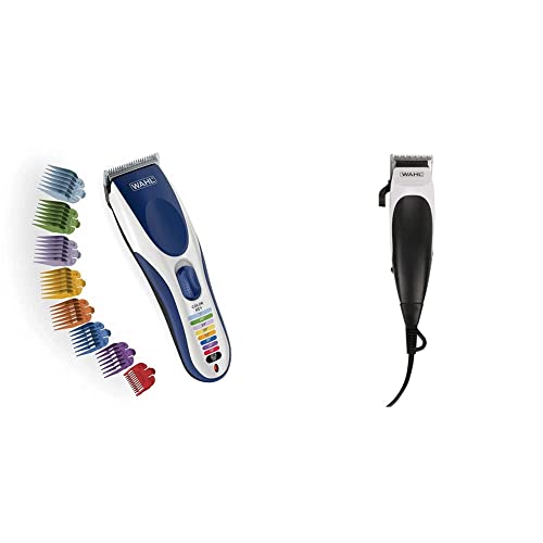 Wahl 09649-024 Cord/Cordless Color Pro Hair Clipper, 60 Minutes Run time, Easy Match Colour Coded Guards & Wahl 9243-4724 Corded Home Cut Complete Hair Cutting Clipper, 10 Cutting Lengths, Black