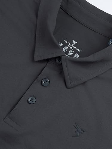 Image of TECHNOSPORT Mens Slim Fit Solid Full Sleeve Cotflex Polo T-Shirt for Regular and Casual Uses