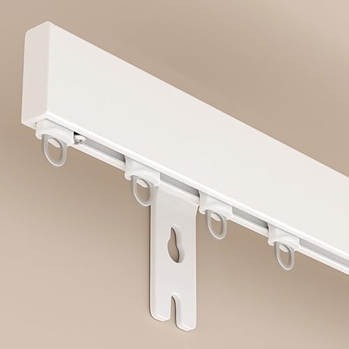 18FT Ceiling Track Room Divider with Silent Rollers - Wall-Mounted Sliding Rail for Living Room, Bedroom & Bathroom Privacy, Easy Installation, Perfect for Open Spaces - White