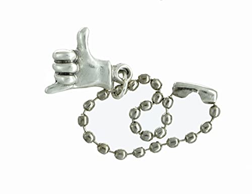 Eurofusioni Emoji llavero mano Señal de shaka. Colgante mochila inspirada en emoticon de manos de whatsapp. Metal chapeada de plata. Idea de regalo Saludos de los surfistas Hang Loose, Stay cool