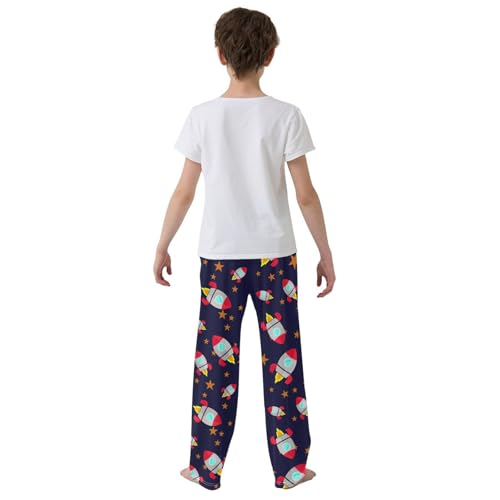 ZZXXB Rocket Stars Boys Long Pants Soft Trousers Elastic Waist Kids Lounge Bottoms with Pockets S-XL3