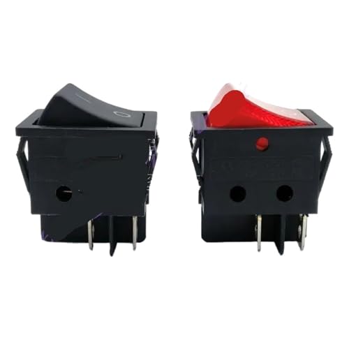 Interruptor basculante KCD4 rojo con resistencia de 16A y 250V en pack duplo
