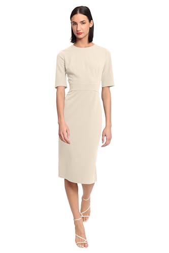 Image of Donna Morgan Women's Curved Waist Seam Crepe Workwear Dress Career Office Desk to Dinner Event Occasion Guest of