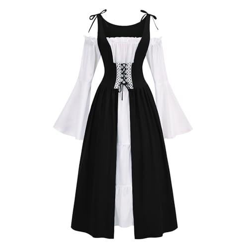 YTWS Renaissance Witch Vampire Pirate Costume Dress for Women Viking Victorian Goth Elf Fairycore Halloween Party Cosplay