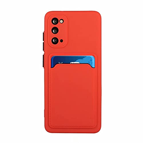 Preisvergleich Produktbild Lijc Kompatibel mit Samsung Galaxy S20 Hülle [Bildschirmschutz] mit Kartensteckplatz Schutzhülle Ultra Dünn Flexibel Weich Silikon TPU Stoßfester Fall-China Red