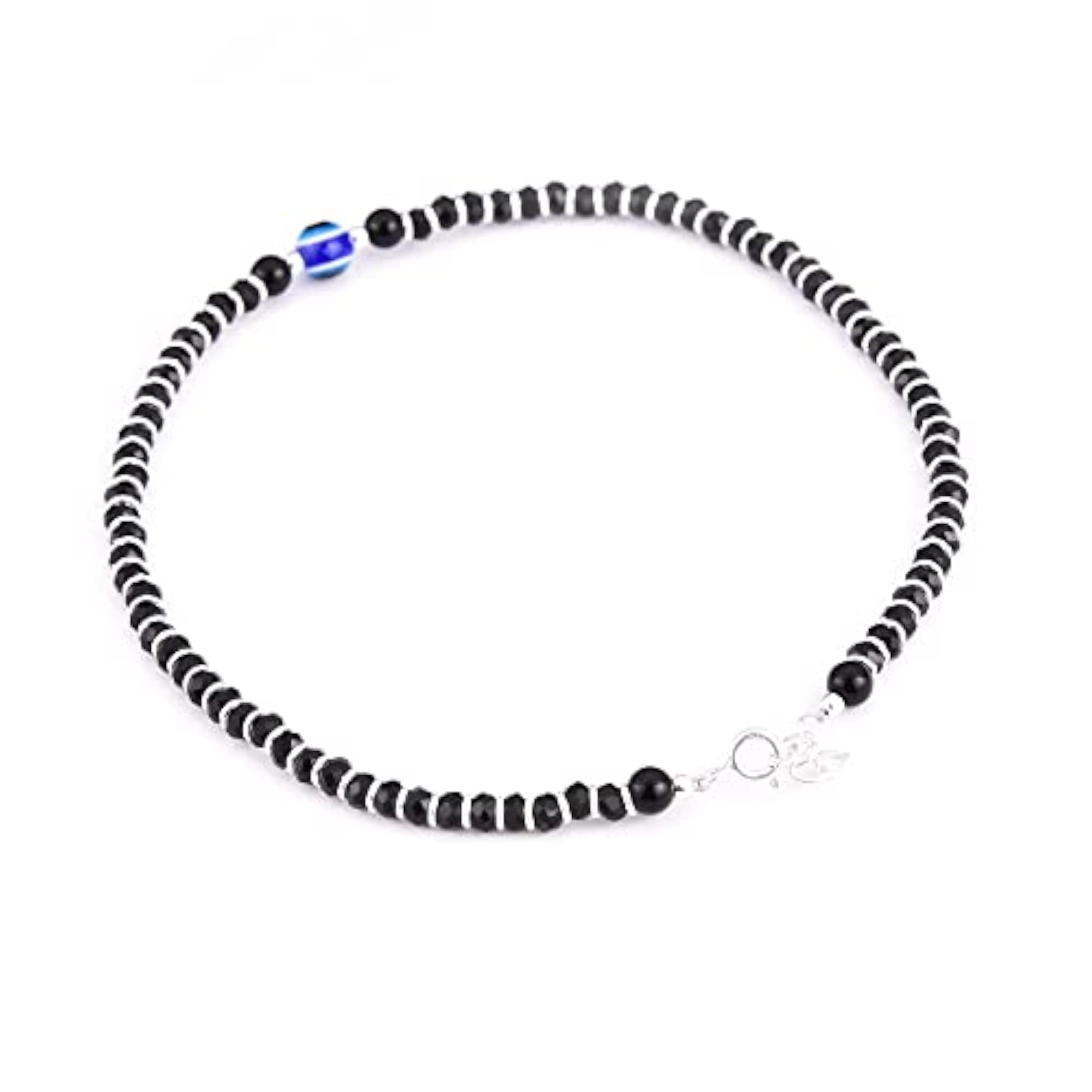 Women's 925 Silver Evil Eye Nazariya Anklet with Crystal Beads