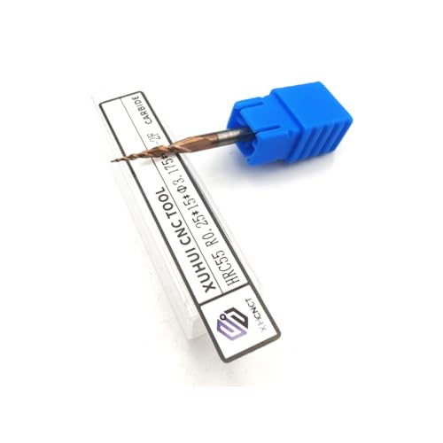 Image of HRC55 2Flutes Tungsten Solid Carbide Tapered Ball Nose Carving End Mill 1 /8 inch inches Shank 2D 3D Woodworking Tool CNC Router Bits CNC end Mill with TiAIN (4pcs, Radius=0.25mm)