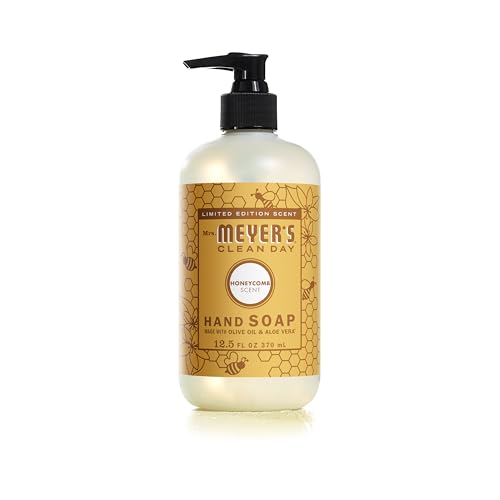 Mrs. MEYER'S CLEAN DAY Liquid Hand Soap, Cruelty Free and Biodegradable Hand Wash Formula Made with Essential Oils, Honeycomb Scent, 12.5 Ounce Bottle