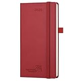 POPRUN Agenda de bolsillo delgada para 2026, bolsillo interior (borgoña) TJ-26-CELTP7-BY