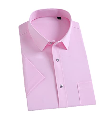Chemise décontractée manches courtes homme rose XL REHJJDFD poche plaquée travail