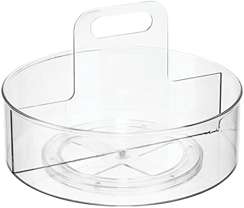 mDesign Set of 2 Rotatable Vanity Tray  Stylish Bathroom Storage for Lotions, Cosmetics and Medication  Round Makeup Storage for Bathroom and Kitchen  29.2 cm in Diameter x 21.3 cm  Clear