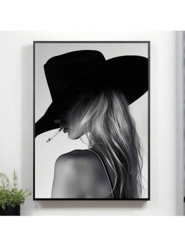 Peinture de cow-girl noir et blanc minimaliste TONGYINLI affiche toile 60x80cm cadre