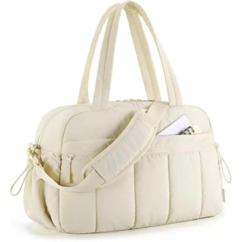 TXLEAPEY Bolso del gimnasio petate viaje de la separación mojada seca bolso equipaje for las mujeres con el mano los bolsos fin semana(Beige)