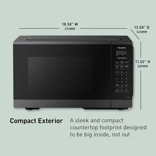 Panasonic Countertop Microwave Oven, 900W, 0.9 Cu. Ft., Sensor Cook and Reheat, 10 Power Levels, Auto Defrost, Keep Warm, Child Lock, Black Stainless Steel - NN-SB44QS - image 3