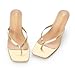 Hodeery Women's Kitten Heels Thong Sandals Open Square Toe Flip Flop Low Heels 2.5 Inch Slip On Sexy Women Dressy Slide Shoes for Casual Gold 8