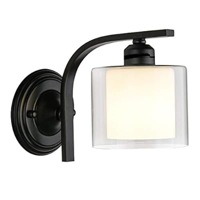 MIRATON LIGHTING Modern Glass Wall Sconce Lighting Fxiture for Bedroom Living Room Wall Lamp Vanity Light in Black Finished with Frosted Glass Shade